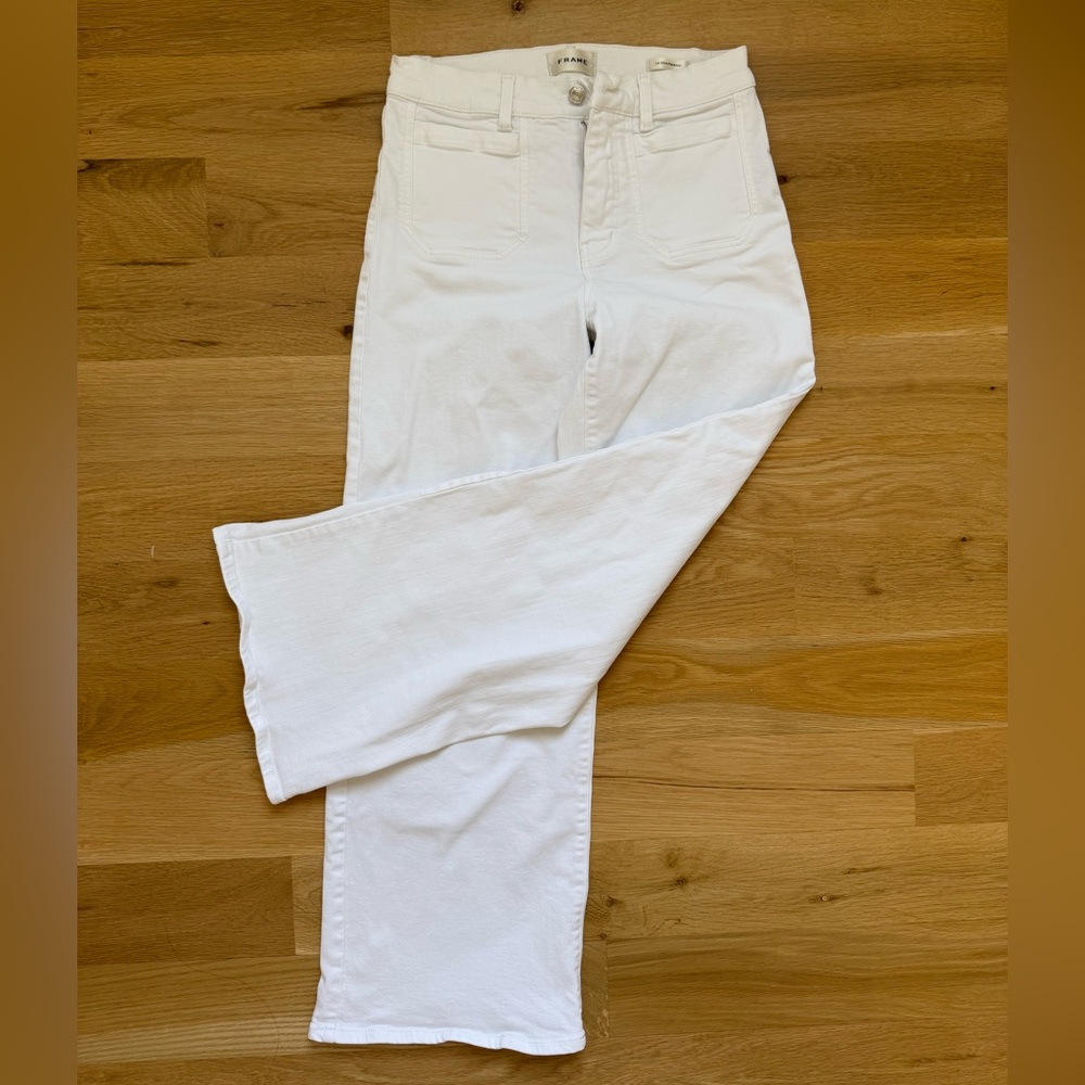 Frame Denim Le Slim Palazzo White Jeans